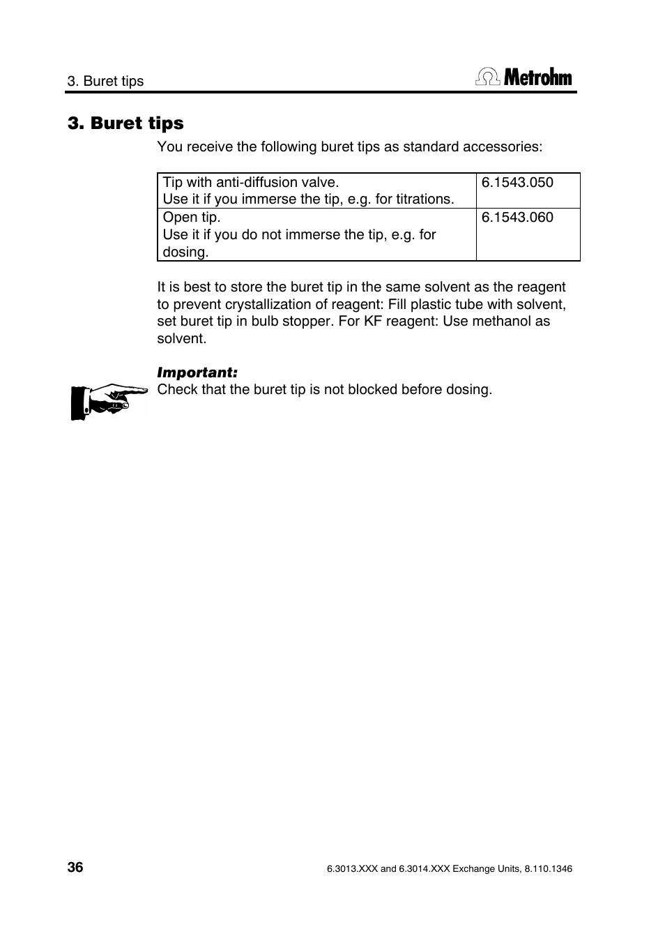 Buret tips | Metrohm 739 Exchange unit User Manual | Page 36 / 42