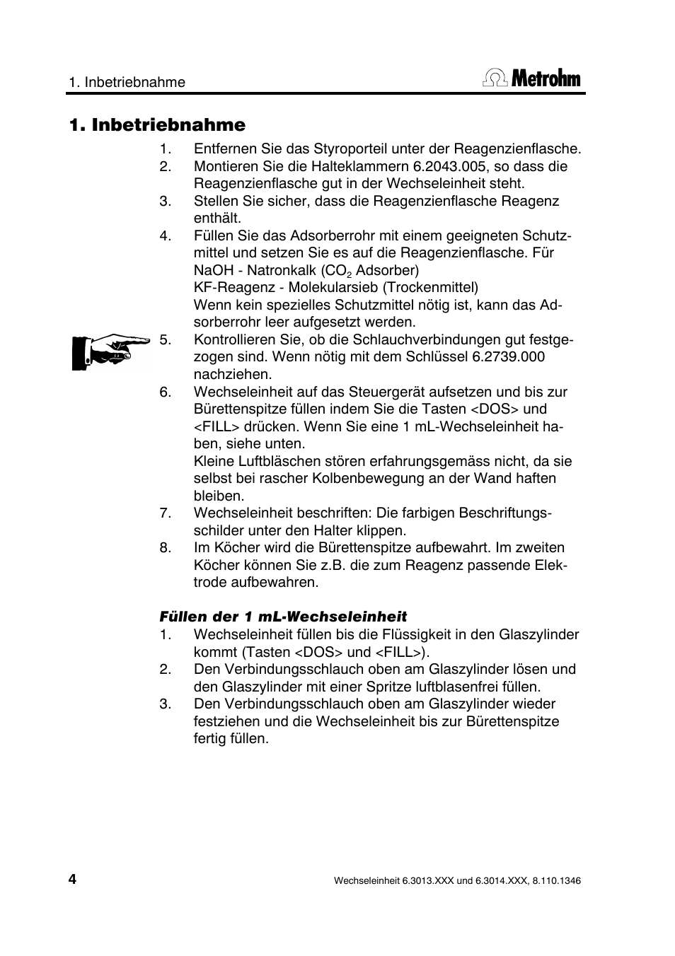 Inbetriebnahme | Metrohm 739 Exchange unit User Manual | Page 4 / 42