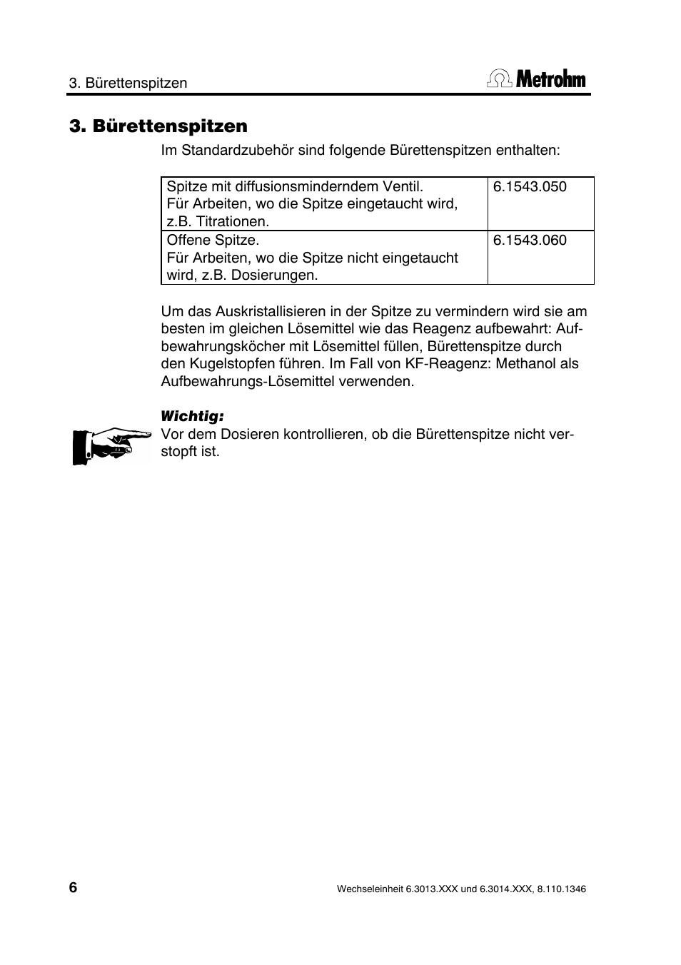 Bürettenspitzen | Metrohm 739 Exchange unit User Manual | Page 6 / 42