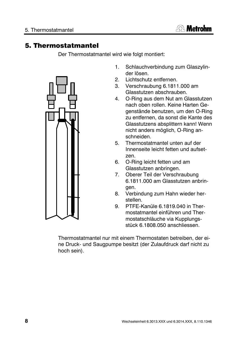 Thermostatmantel | Metrohm 739 Exchange unit User Manual | Page 8 / 42