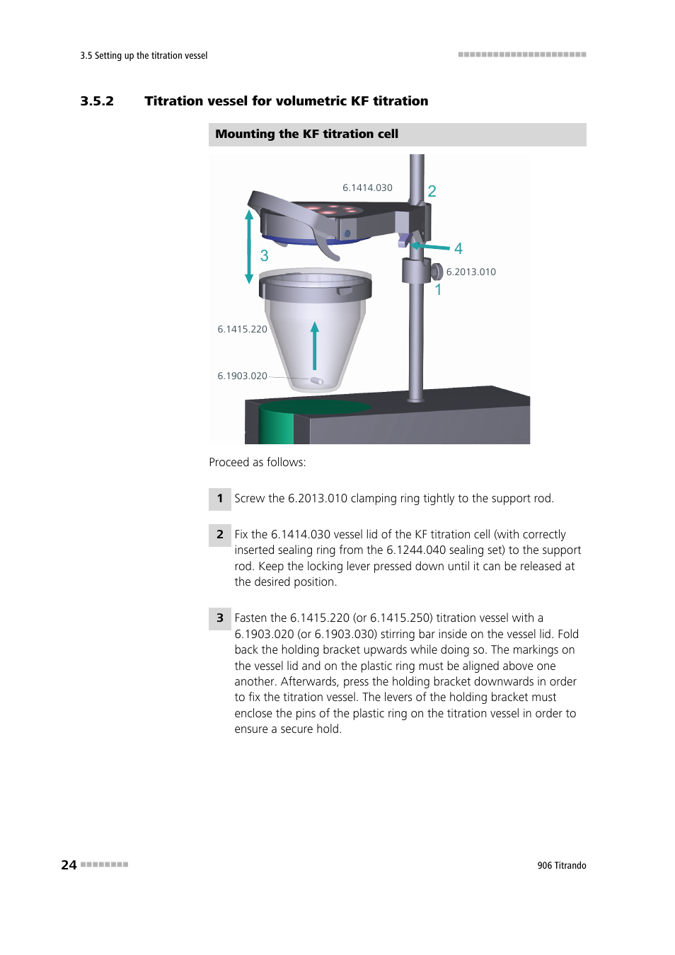 2 titration vessel for volumetric kf titration, Titration vessel for volumetric kf titration | Metrohm 906 Titrando User Manual | Page 32 / 70