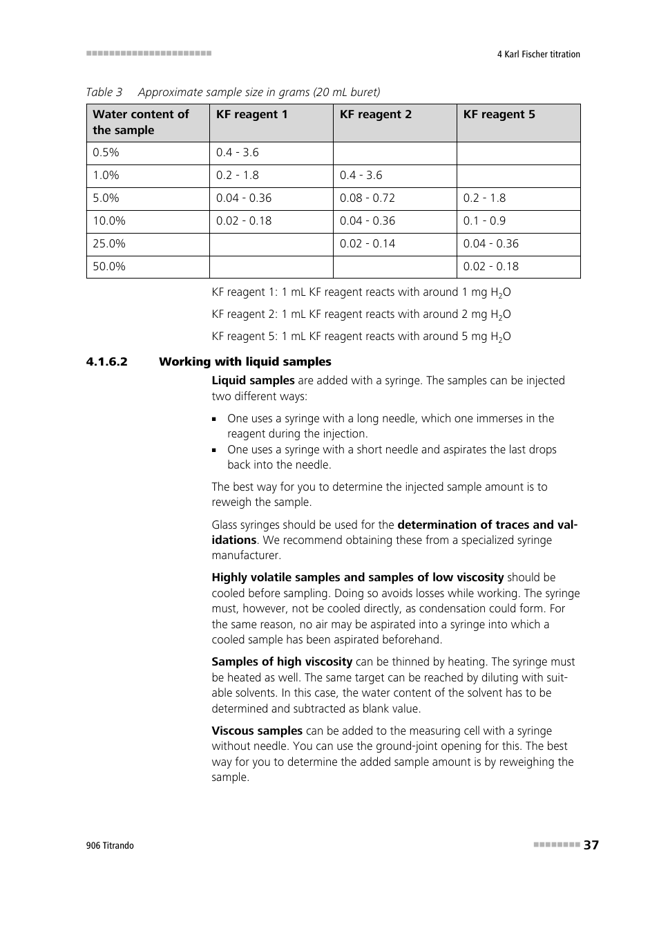 2 working with liquid samples | Metrohm 906 Titrando User Manual | Page 45 / 70