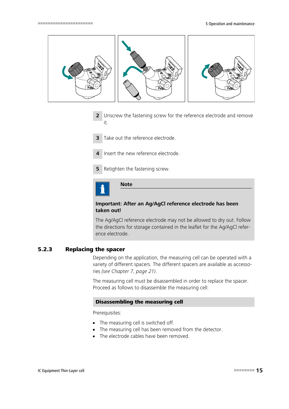 3 replacing the spacer, Replacing the spacer | Metrohm Thin-Layer cell User Manual | Page 21 / 29