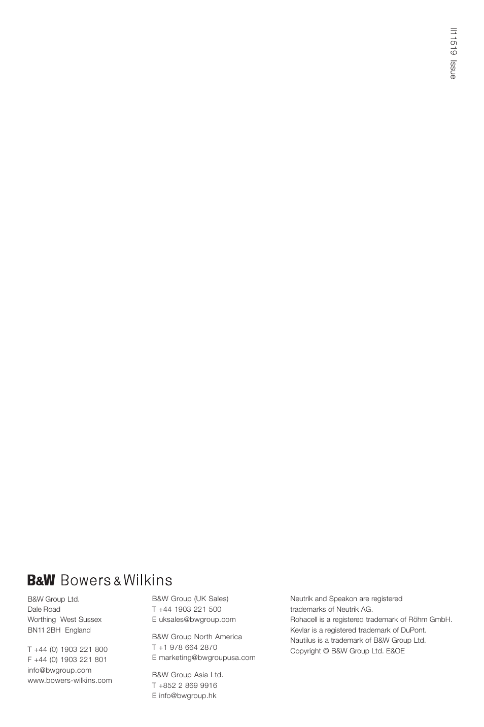 Bowers & Wilkins CT8.4 LCRS User Manual | Page 17 / 17