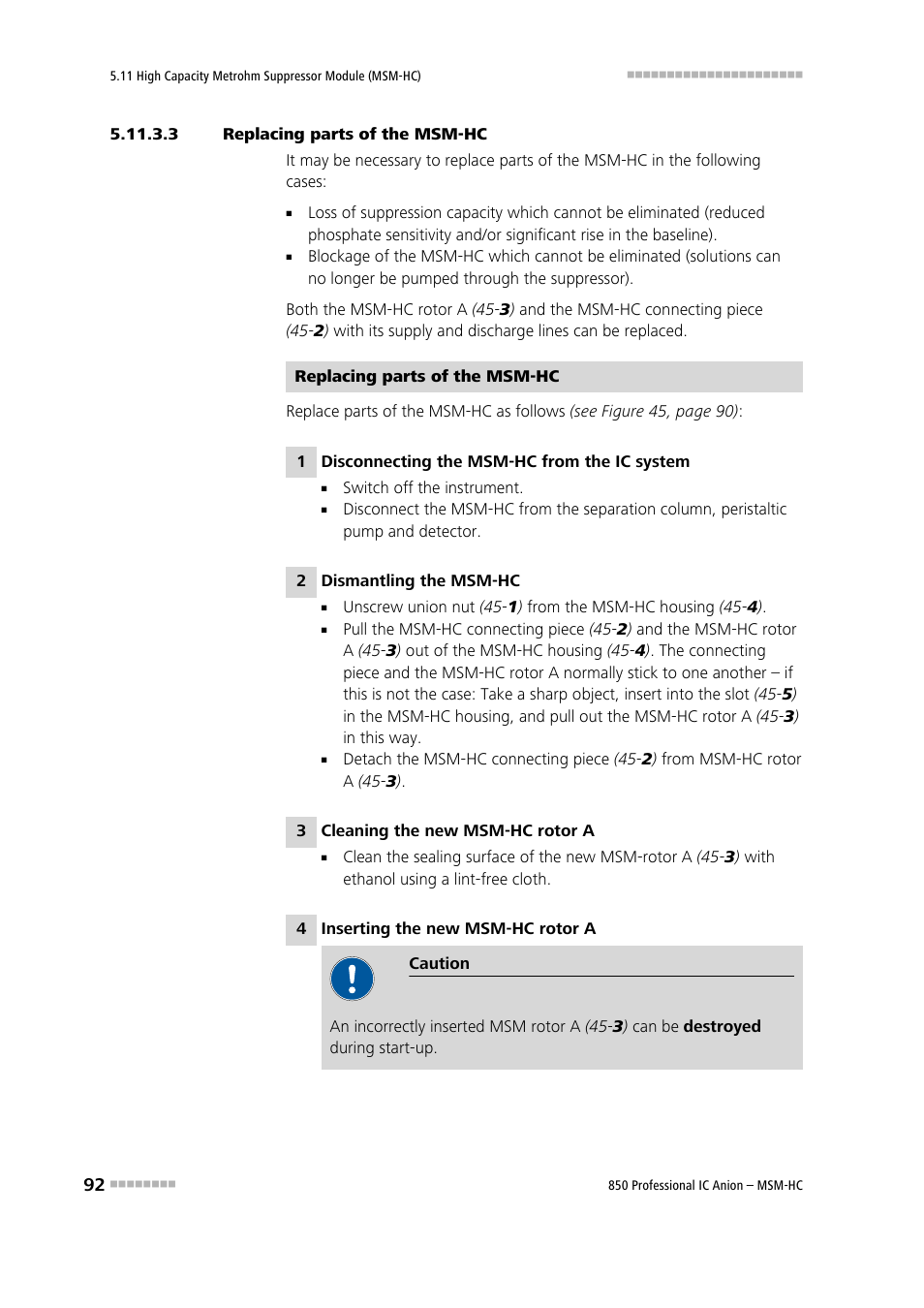 3 replacing parts of the msm‑hc | Metrohm 850 Professional IC Anion MSM-HC User Manual | Page 102 / 138