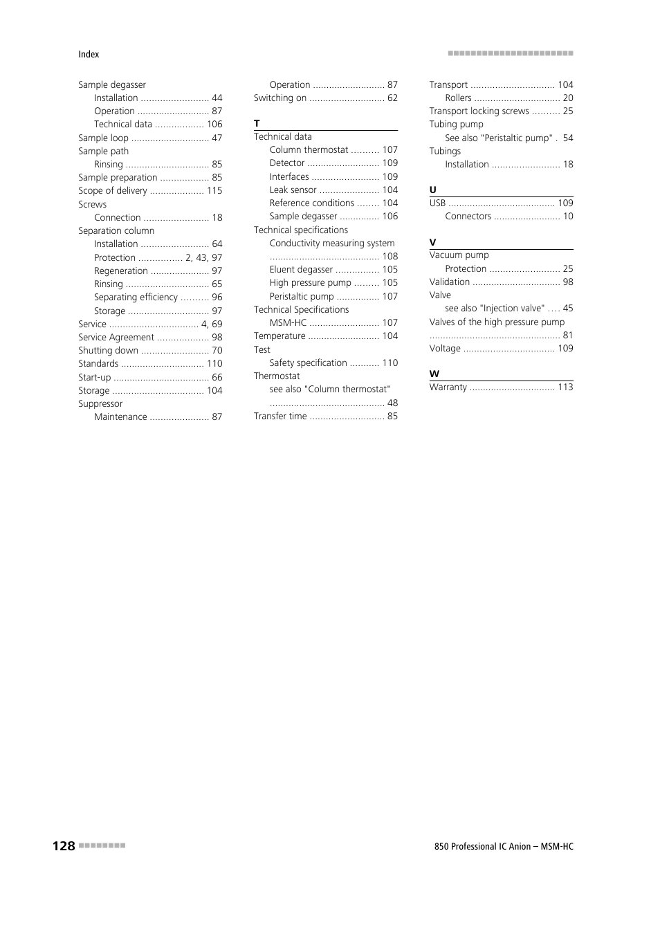 Metrohm 850 Professional IC Anion MSM-HC User Manual | Page 138 / 138