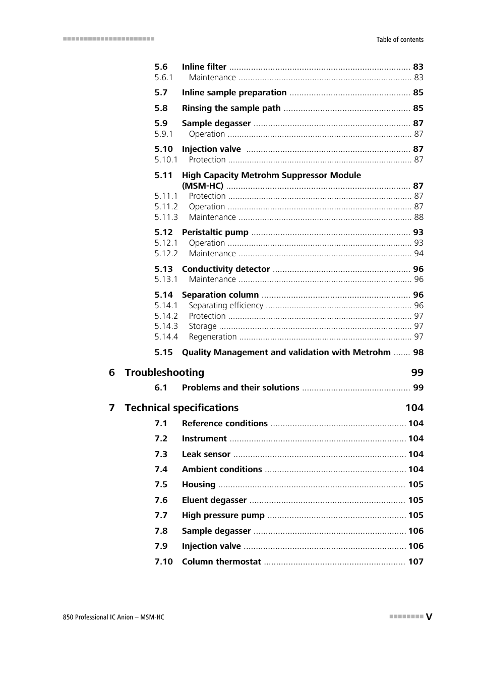 Metrohm 850 Professional IC Anion MSM-HC User Manual | Page 7 / 138