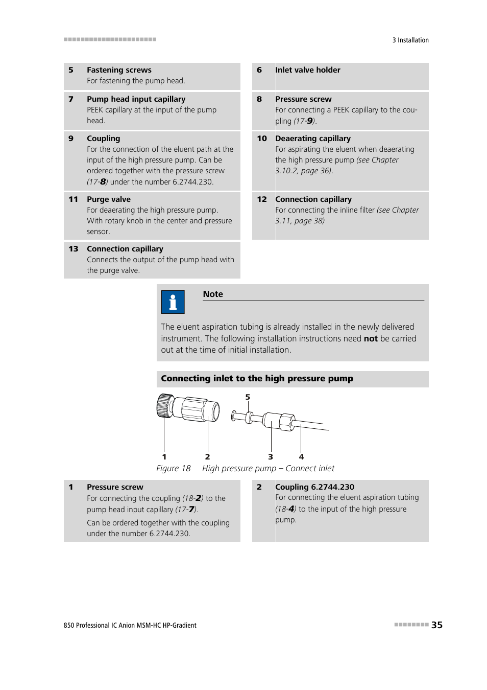 Figure 18, High pressure pump – connect inlet | Metrohm 850 Professional IC Anion MSM-HC - Gradient User Manual | Page 45 / 132