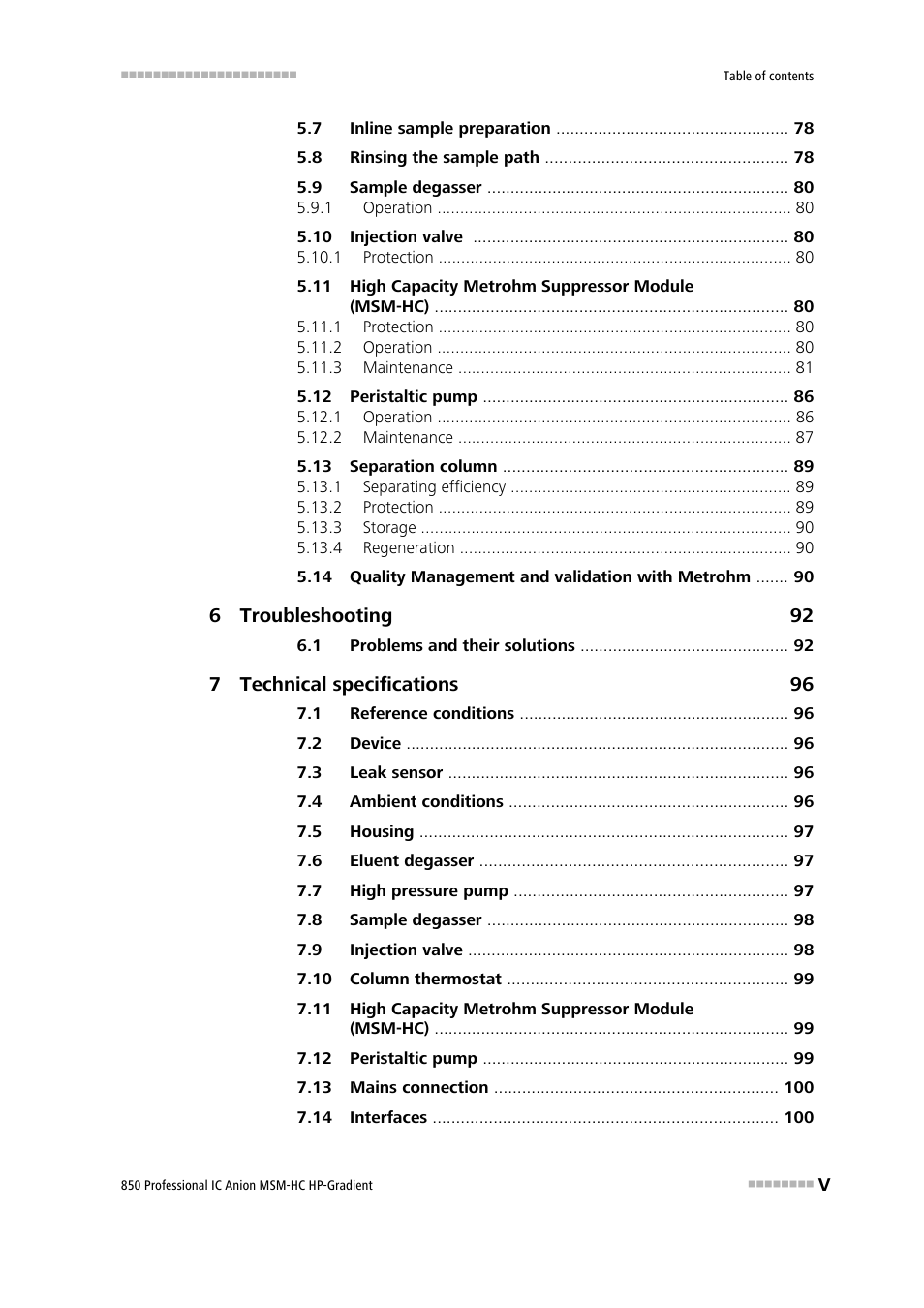 Metrohm 850 Professional IC Anion MSM-HC - Gradient User Manual | Page 7 / 132