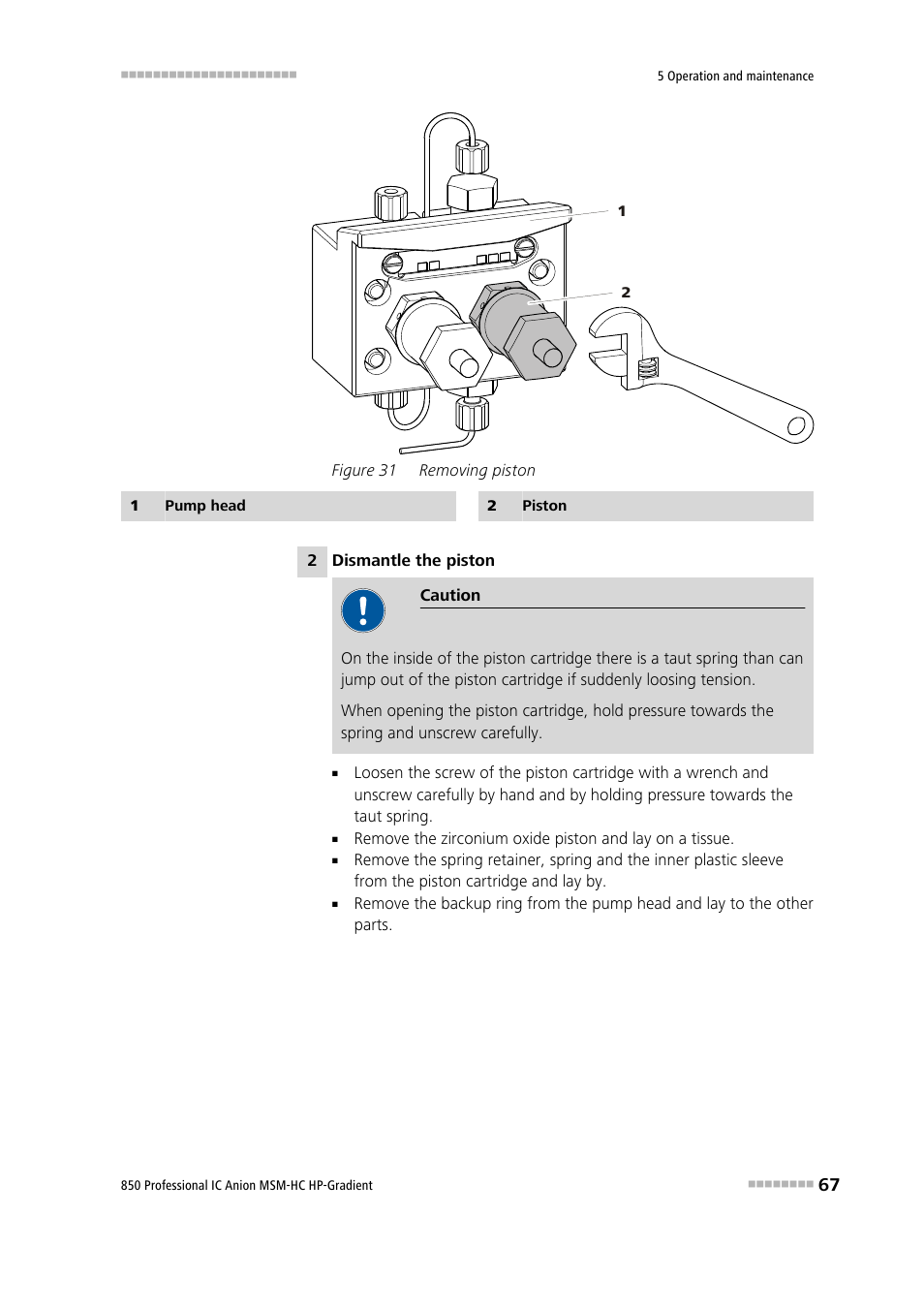 Figure 31, Removing piston | Metrohm 850 Professional IC Anion MSM-HC - Gradient User Manual | Page 77 / 132