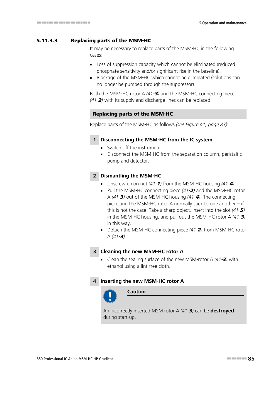3 replacing parts of the msm‑hc | Metrohm 850 Professional IC Anion MSM-HC - Gradient User Manual | Page 95 / 132