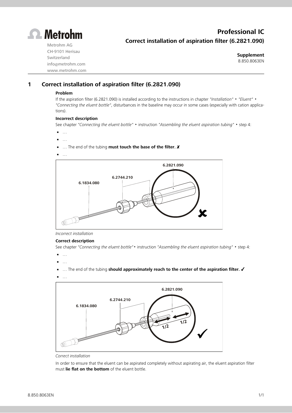 Metrohm 850 Professional IC Cation Installation Instructions User Manual | 1 page