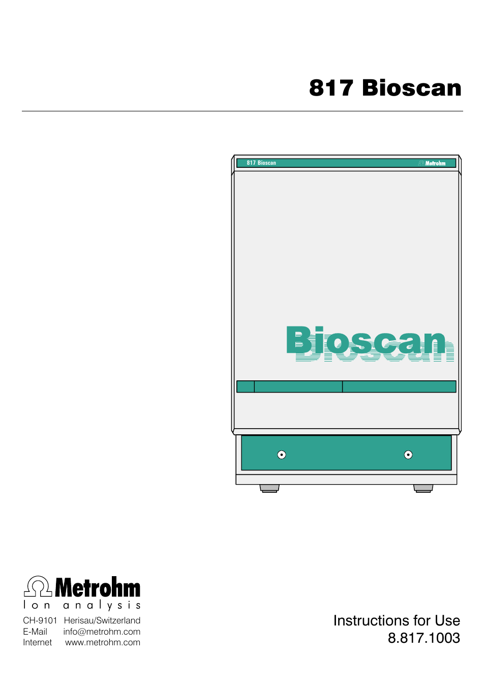 Metrohm 817 Bioscan User Manual | 85 pages