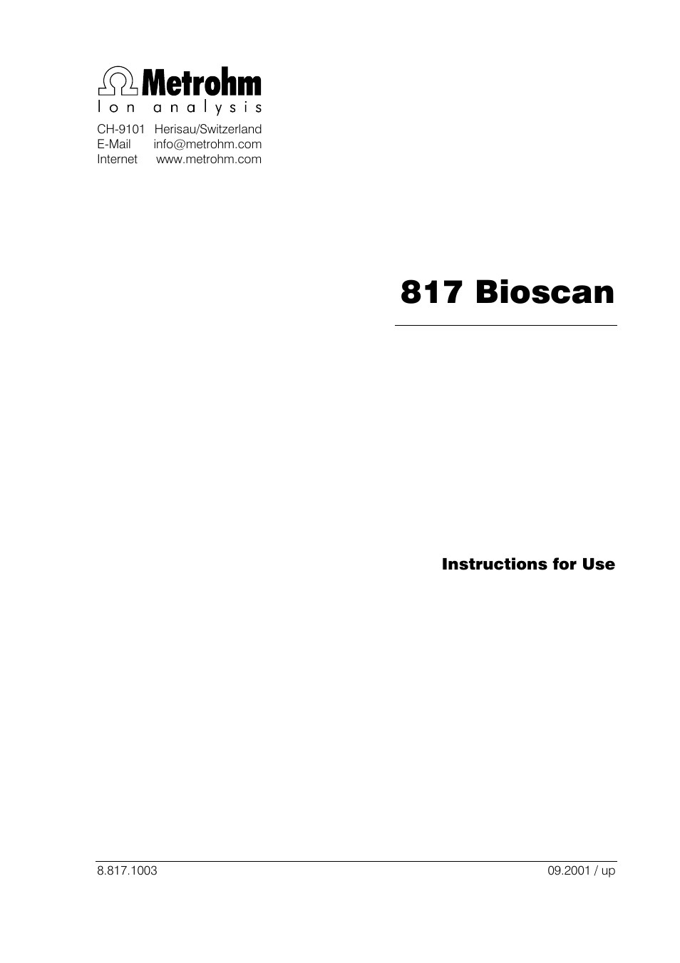 817 bioscan | Metrohm 817 Bioscan User Manual | Page 3 / 85
