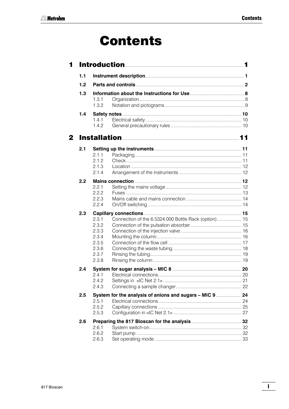 Metrohm 817 Bioscan User Manual | Page 5 / 85