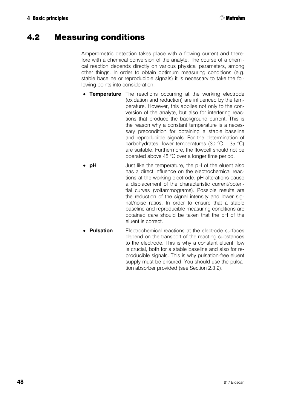 2 measuring conditions | Metrohm 817 Bioscan User Manual | Page 56 / 85