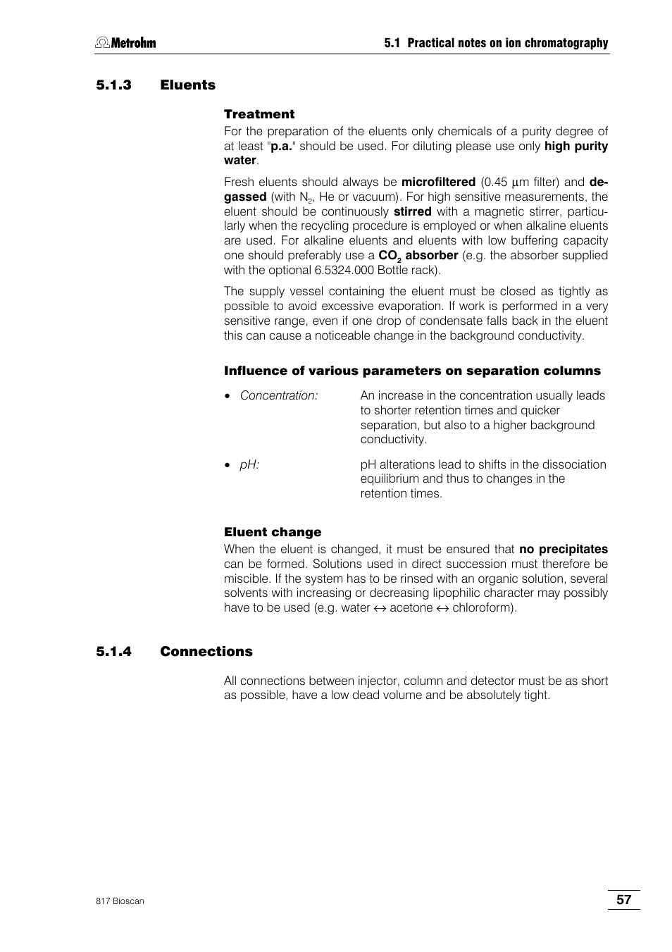 3 eluents, 4 connections | Metrohm 817 Bioscan User Manual | Page 65 / 85