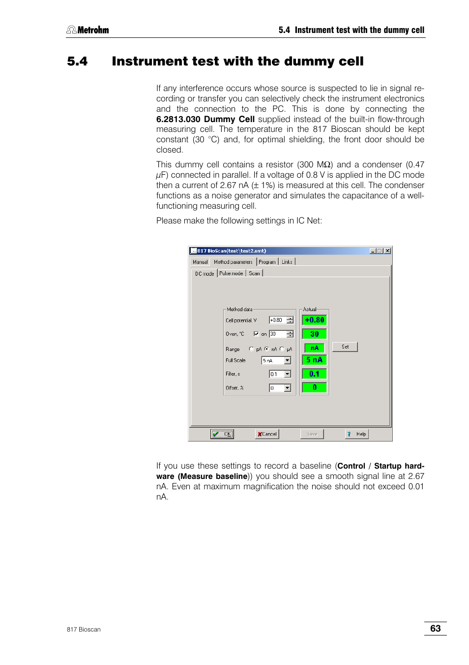 4 instrument test with the dummy cell | Metrohm 817 Bioscan User Manual | Page 71 / 85