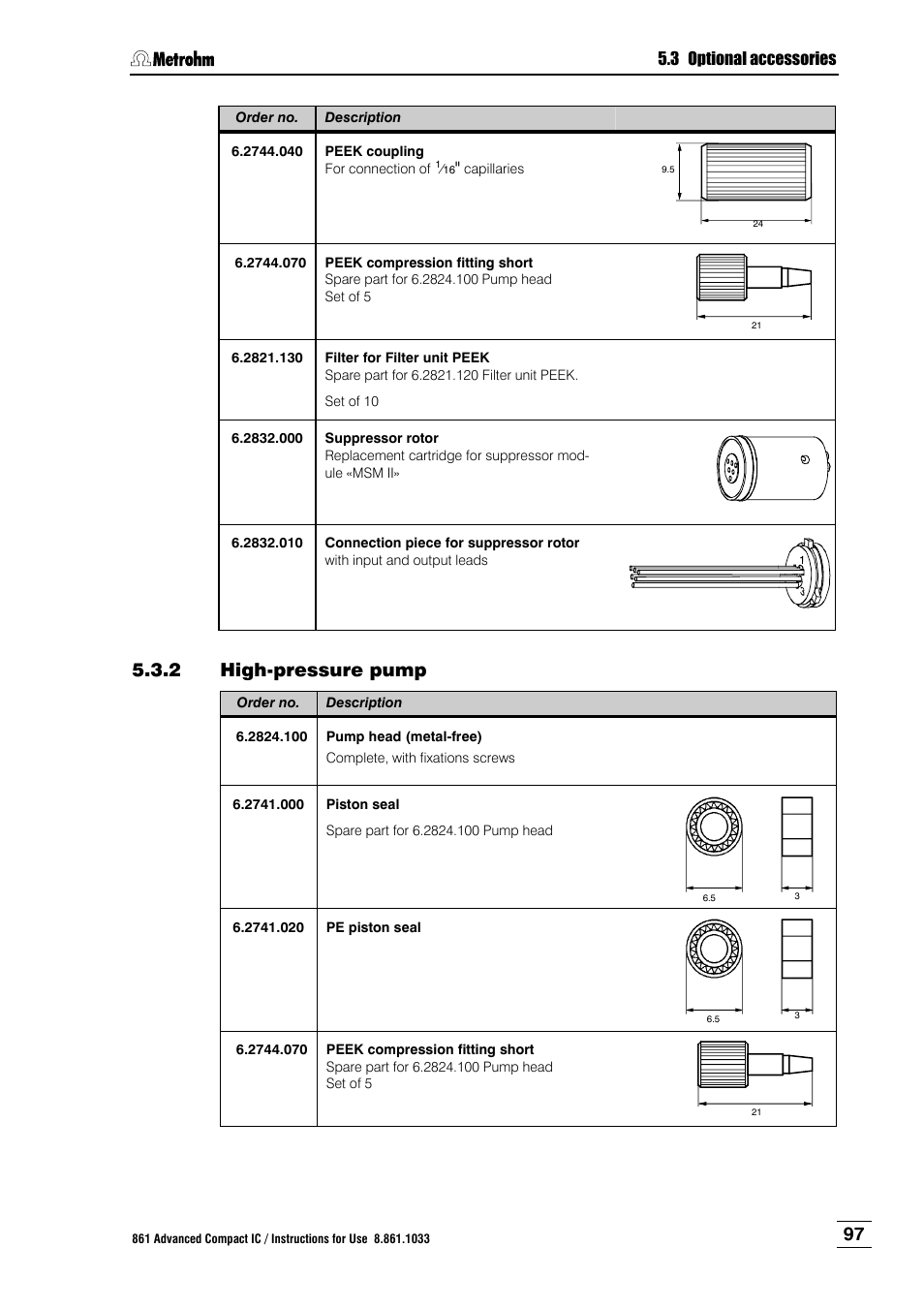2 high-pressure pump, High-pressure pump | Metrohm 861 Advanced Compact IC User Manual | Page 107 / 119