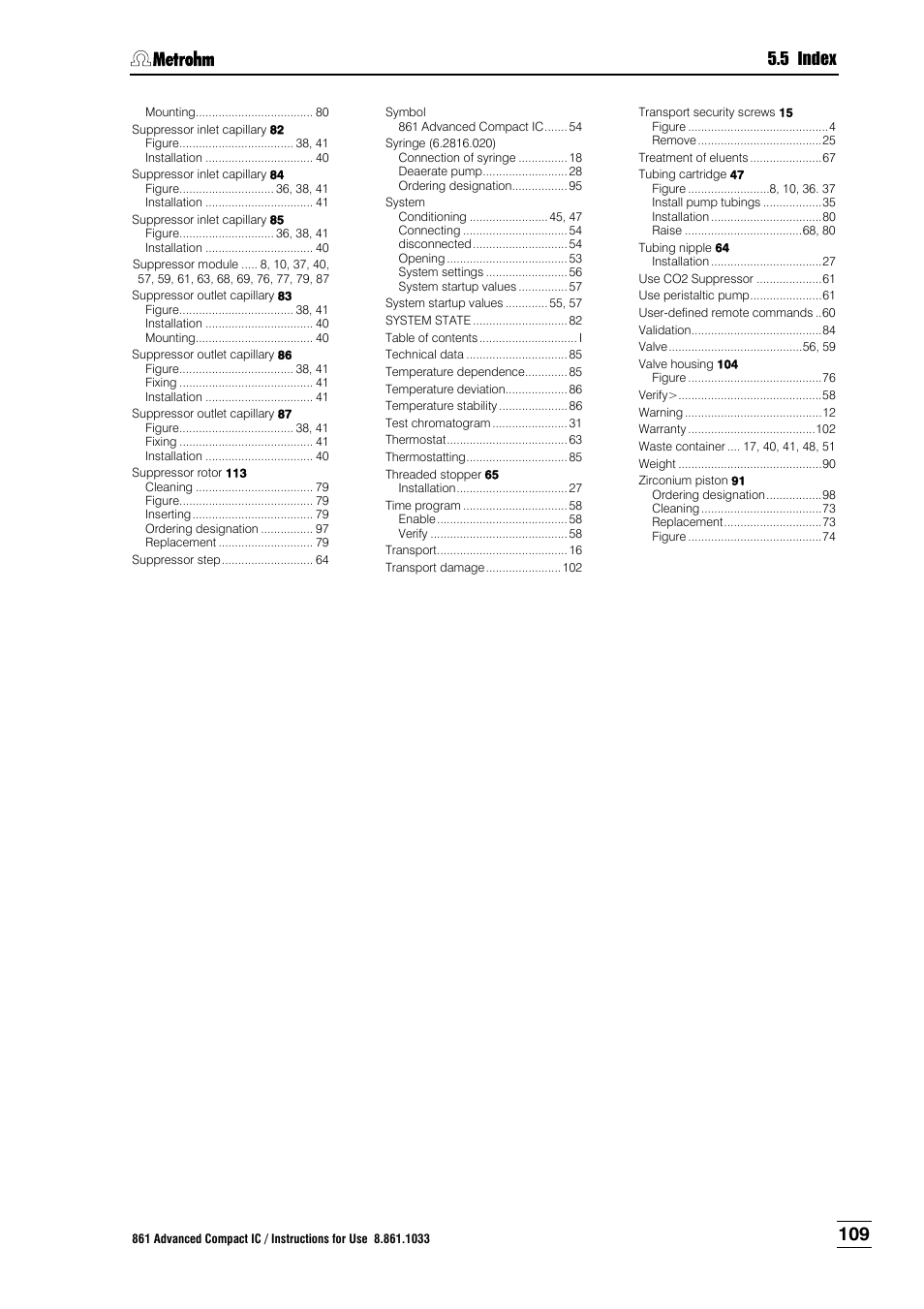 5 index | Metrohm 861 Advanced Compact IC User Manual | Page 119 / 119