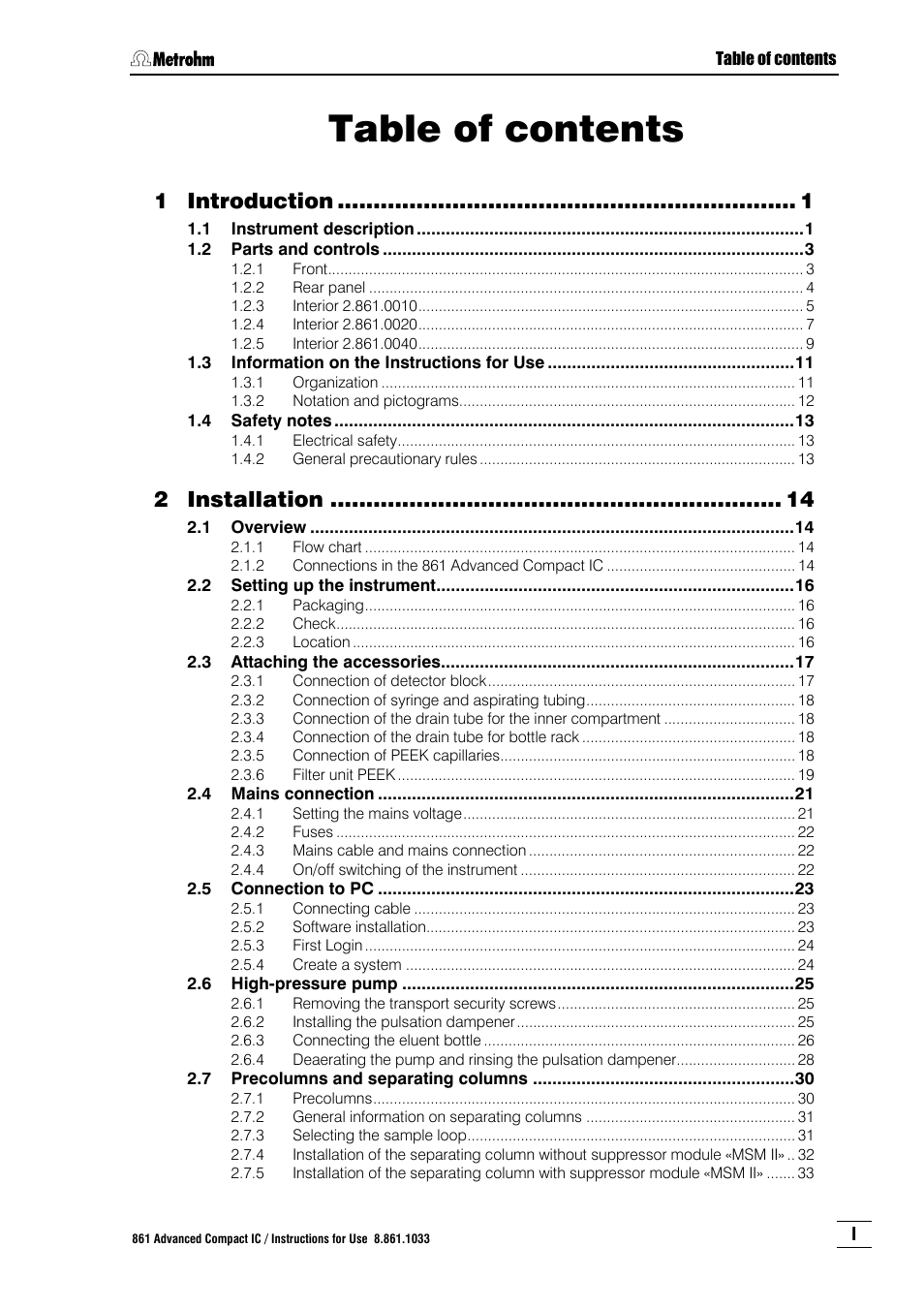 Metrohm 861 Advanced Compact IC User Manual | Page 5 / 119