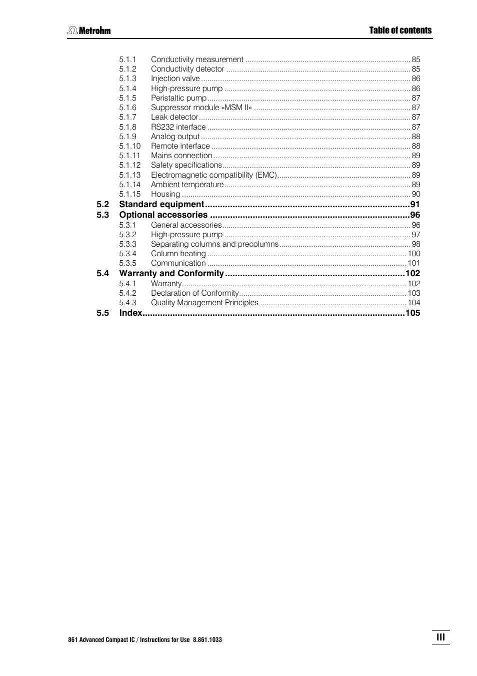 Metrohm 861 Advanced Compact IC User Manual | Page 7 / 119