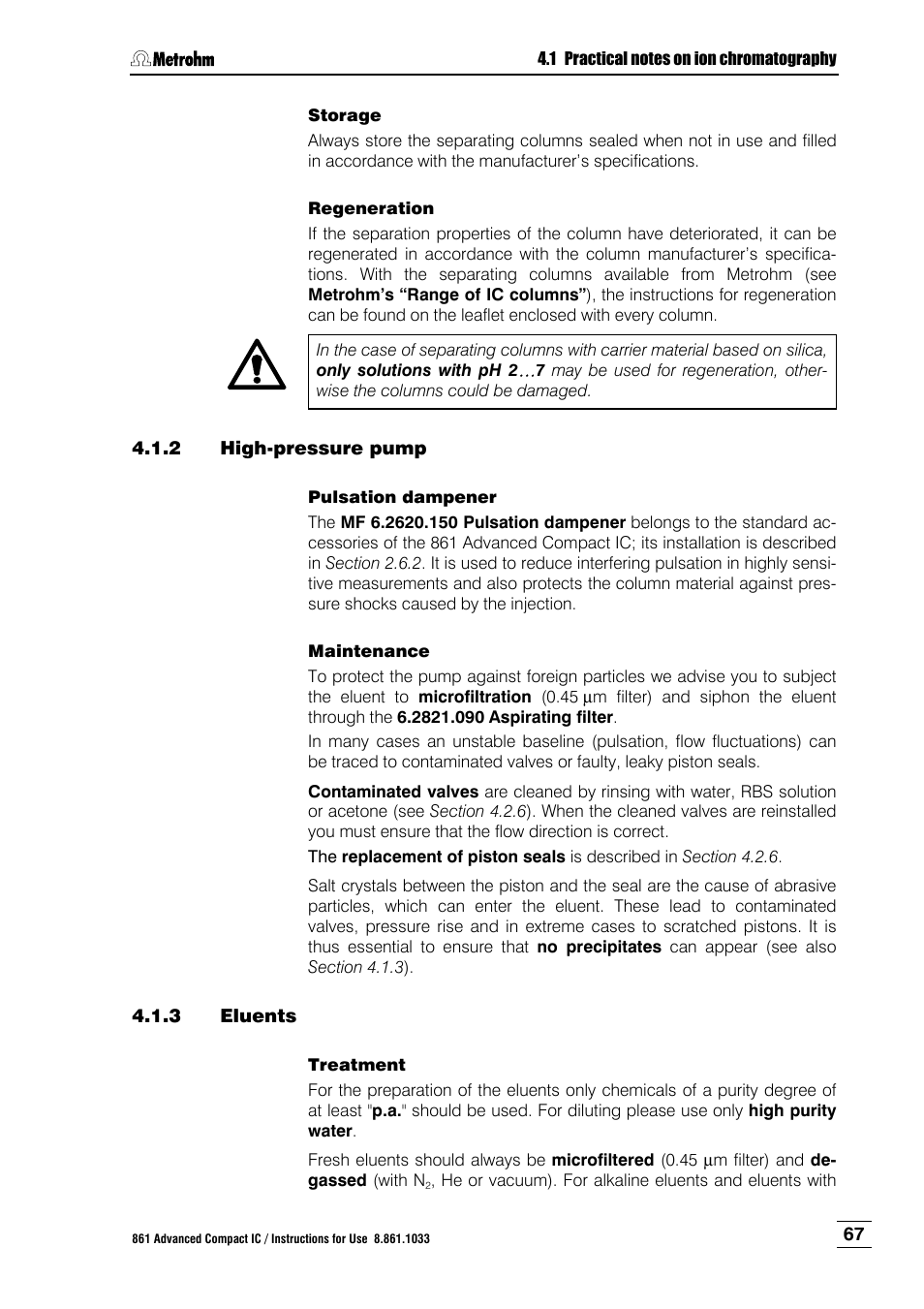 2 high-pressure pump, 3 eluents, High-pressure pump | Eluents | Metrohm 861 Advanced Compact IC User Manual | Page 77 / 119