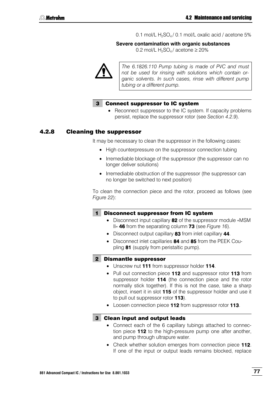 8 cleaning the suppressor, Cleaning the suppressor, Ction 4.2.8 ) or exchanged | Metrohm 861 Advanced Compact IC User Manual | Page 87 / 119