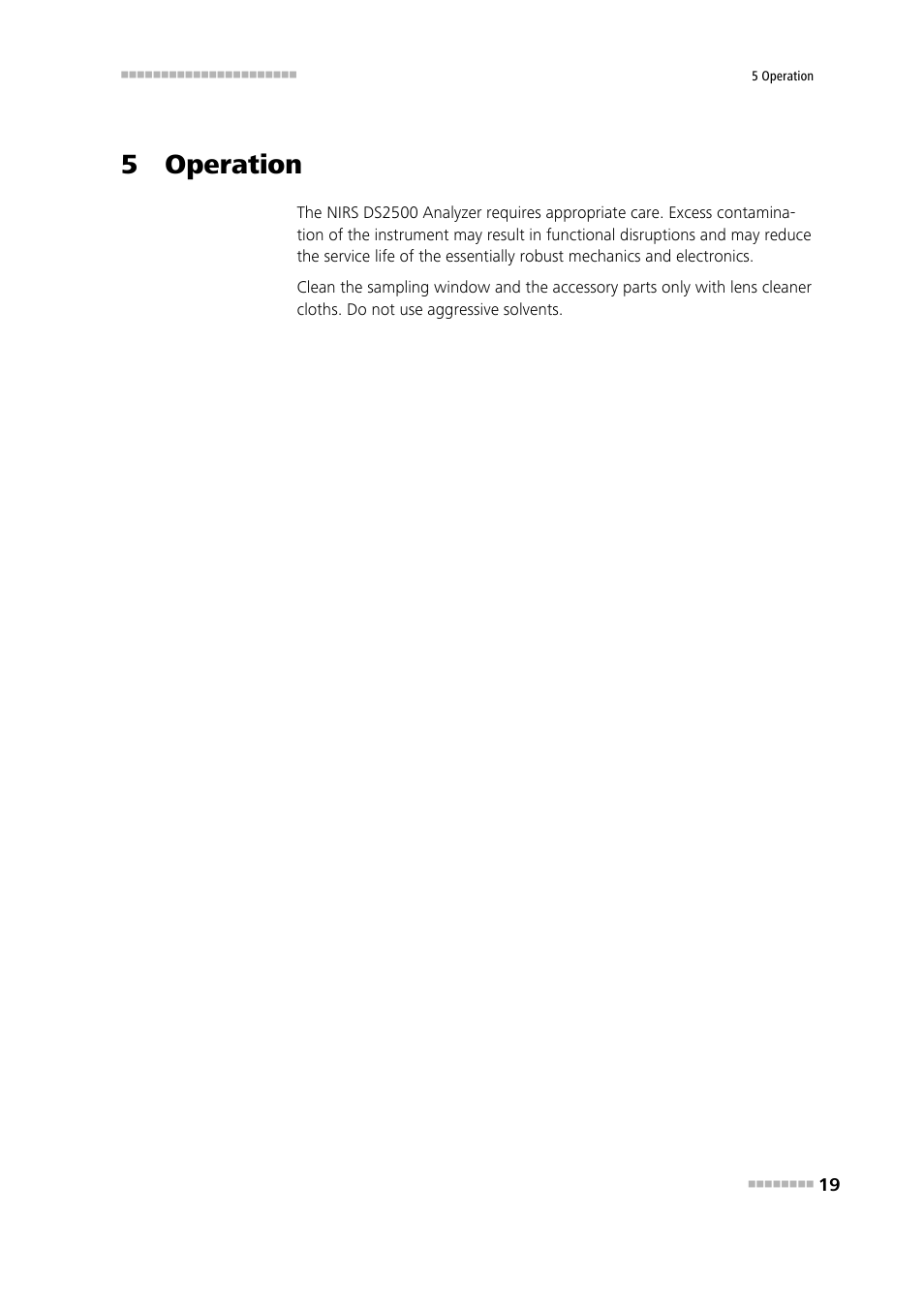 5 operation | Metrohm NIRS DS2500 Analyzer User Manual | Page 27 / 48