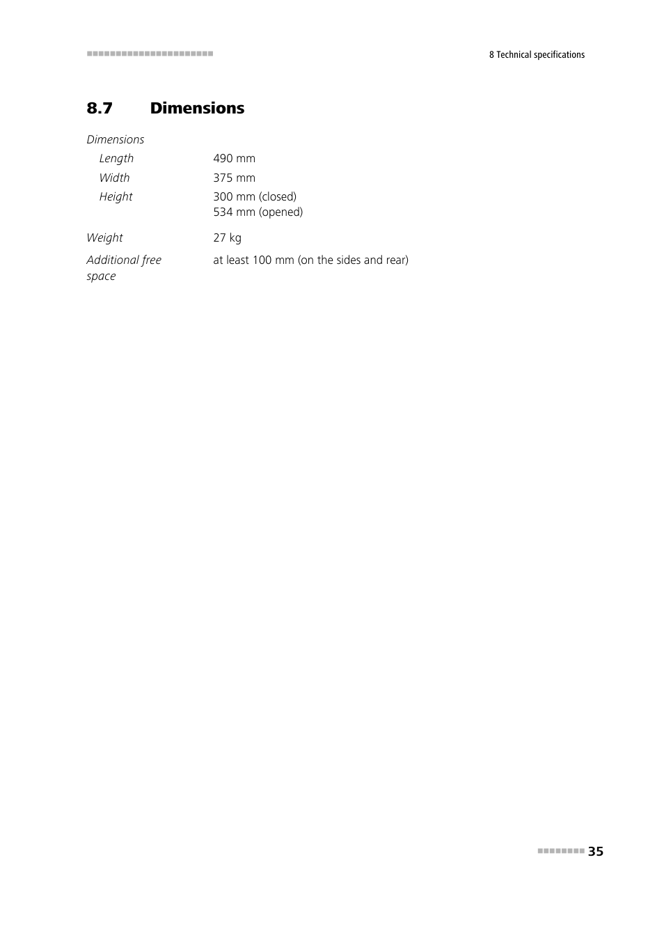 7 dimensions, Dimensions | Metrohm NIRS DS2500 Analyzer User Manual | Page 43 / 48