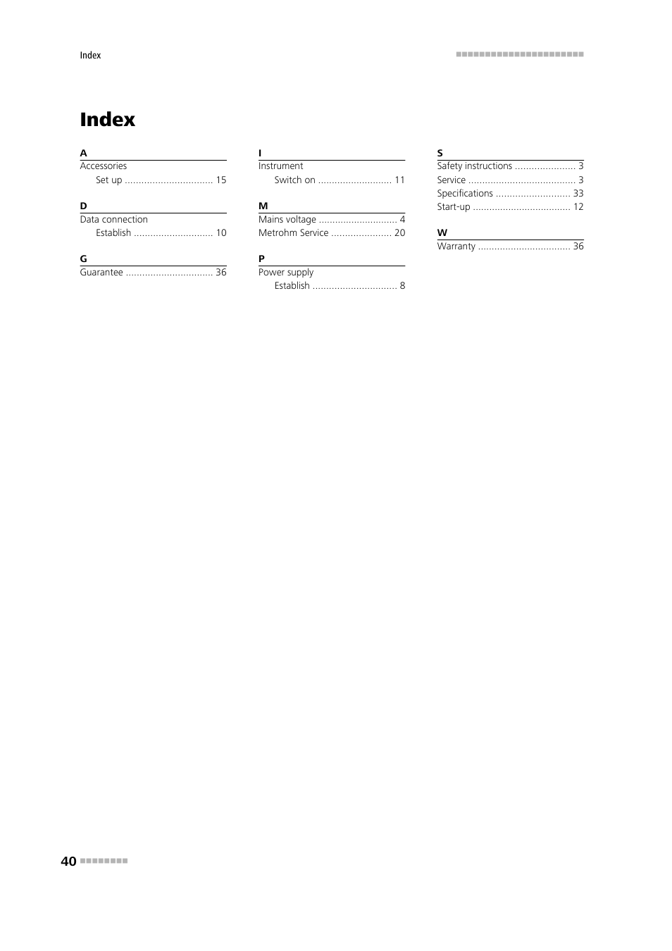 Index | Metrohm NIRS DS2500 Analyzer User Manual | Page 48 / 48