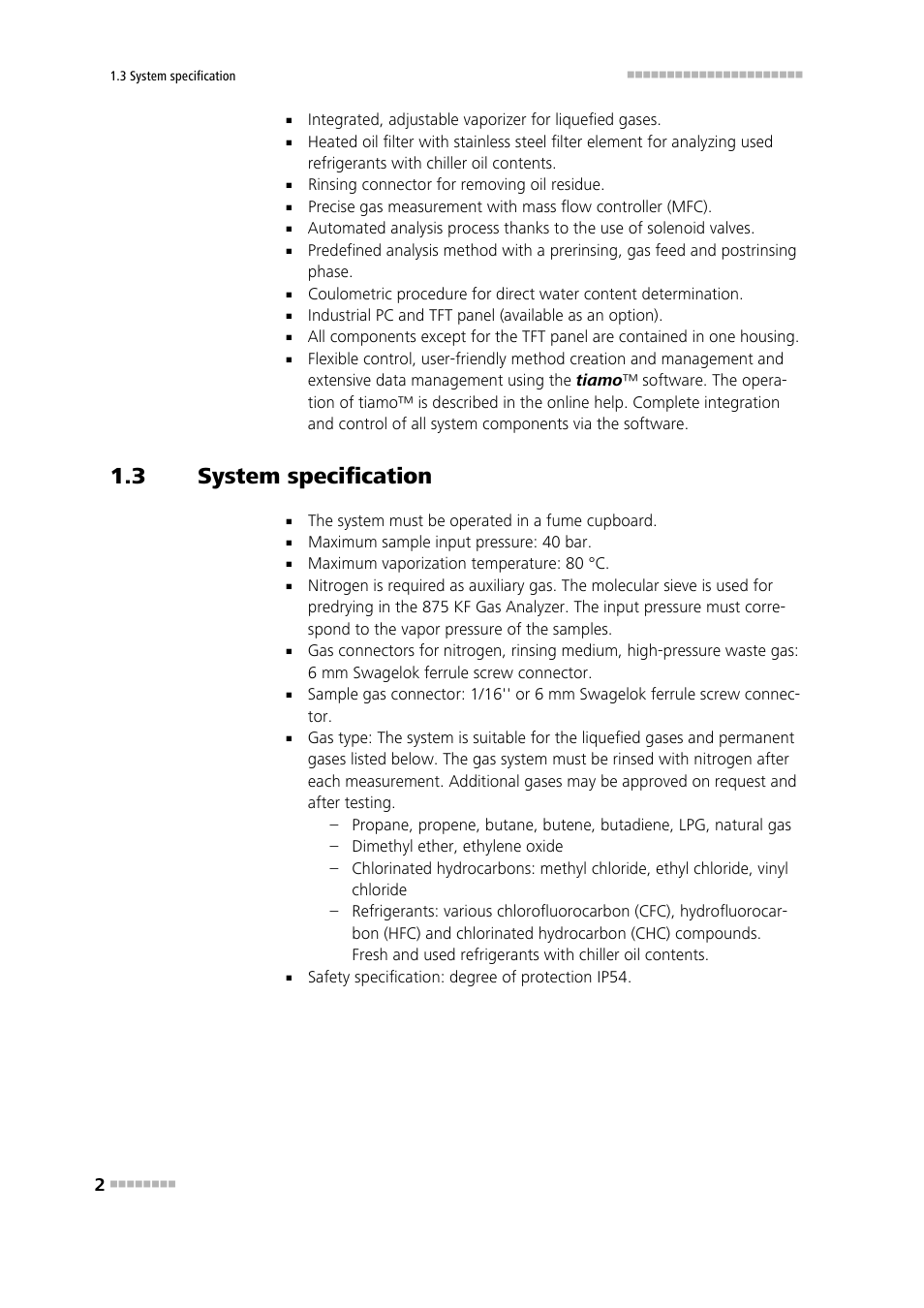 3 system specification, System specification | Metrohm 875 KF Gas Analyzer User Manual | Page 10 / 55