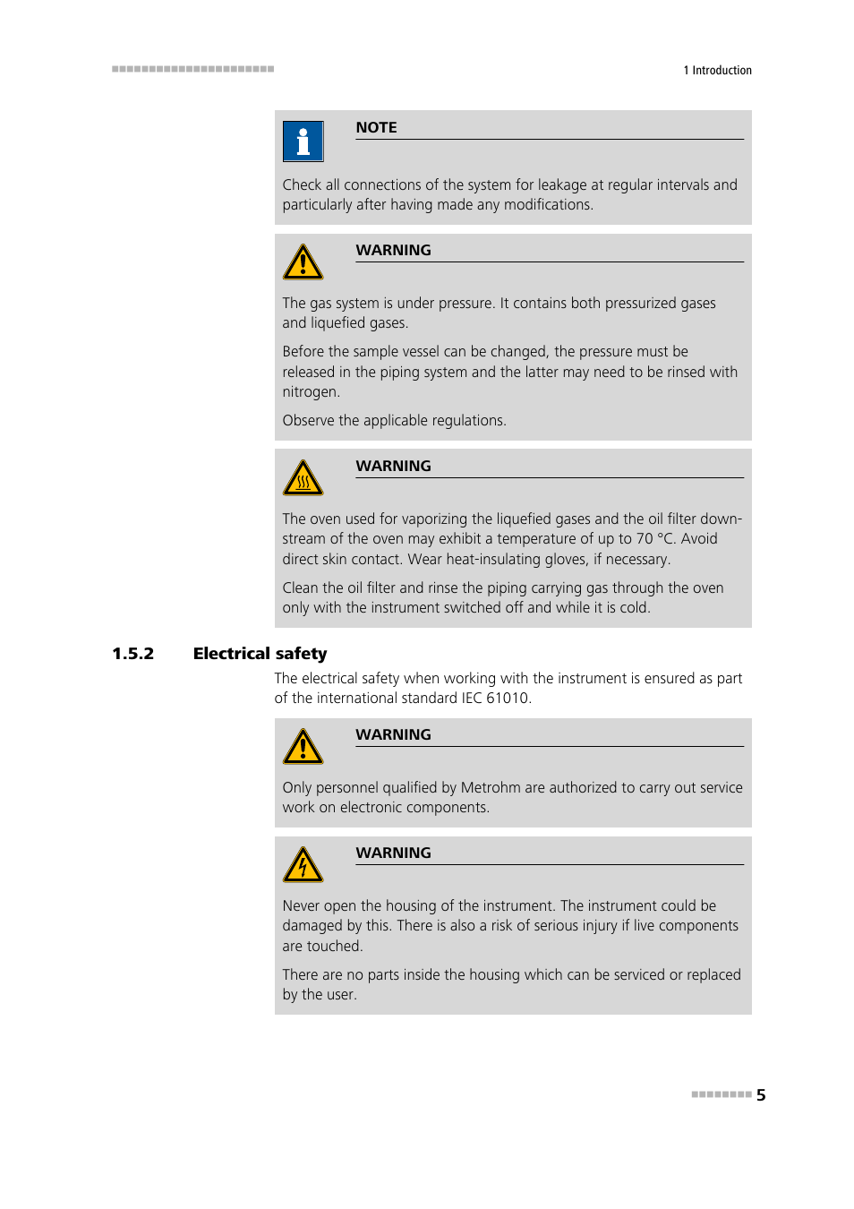 2 electrical safety, Electrical safety | Metrohm 875 KF Gas Analyzer User Manual | Page 13 / 55