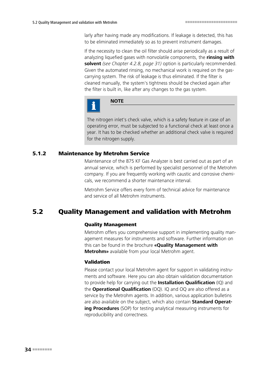 2 maintenance by metrohm service, 2 quality management and validation with metrohm, Maintenance by metrohm service | Quality management and validation with metrohm | Metrohm 875 KF Gas Analyzer User Manual | Page 42 / 55