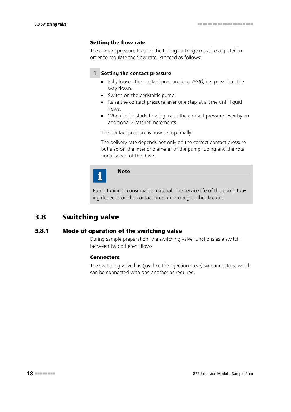 8 switching valve, 1 mode of operation of the switching valve, Switching valve | Mode of operation of the switching valve | Metrohm 872 Extension Module Sample Prep User Manual | Page 26 / 44