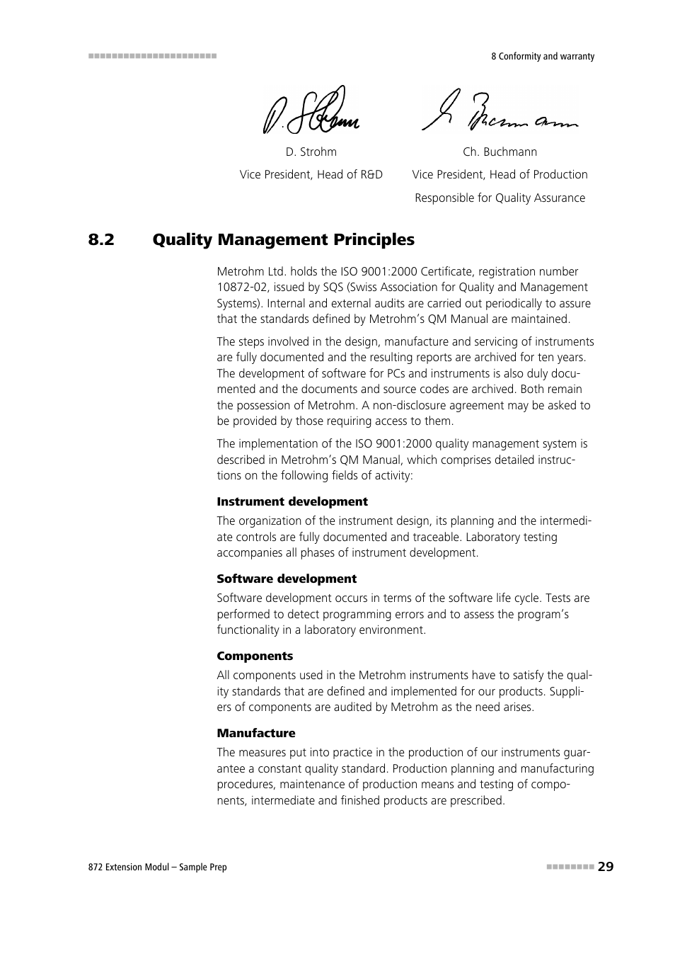 2 quality management principles, Quality management principles | Metrohm 872 Extension Module Sample Prep User Manual | Page 37 / 44