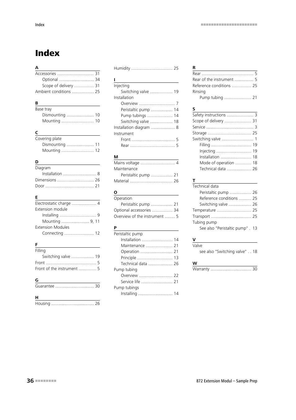 Index | Metrohm 872 Extension Module Sample Prep User Manual | Page 44 / 44