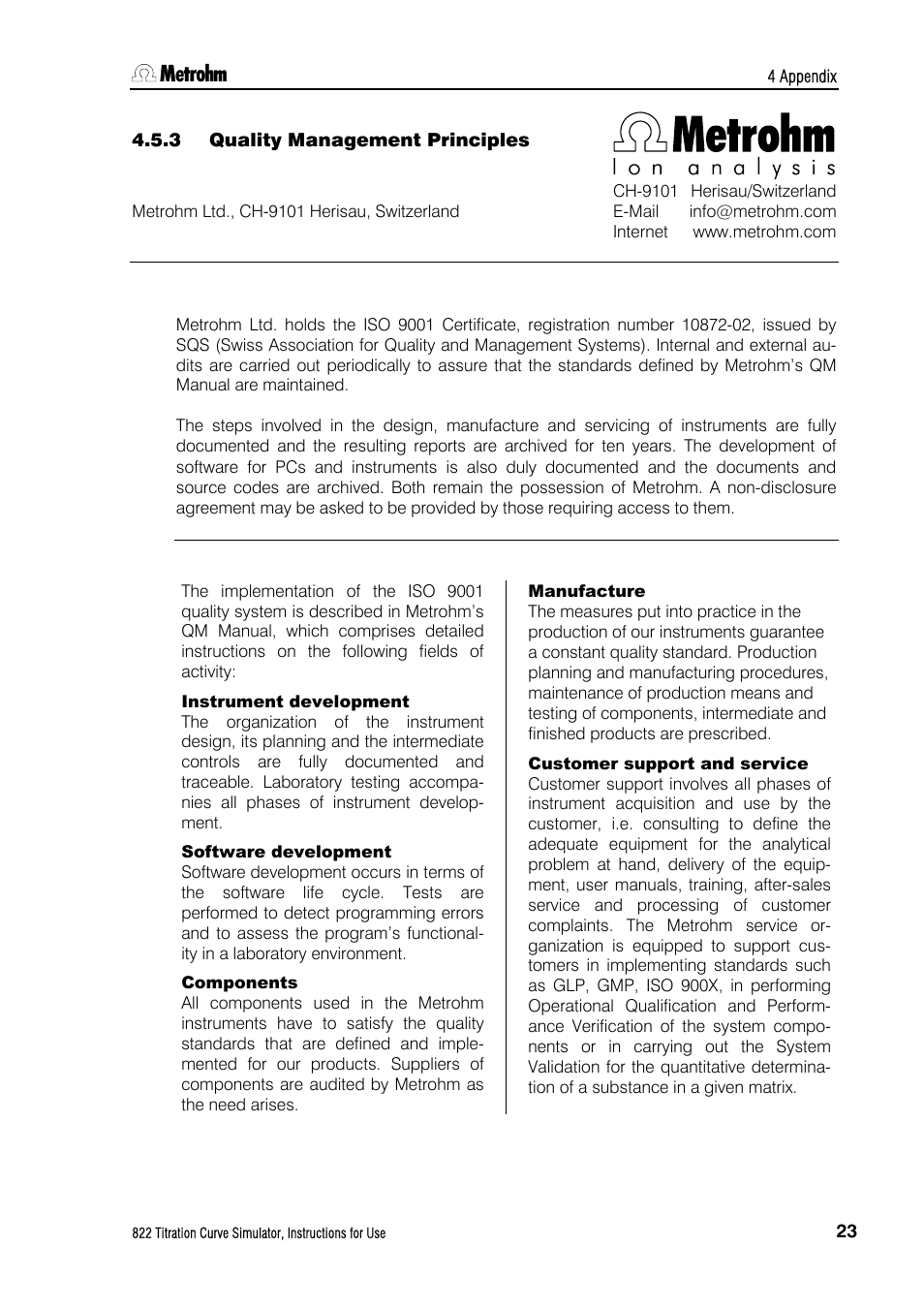 3 quality management principles, Quality management principles | Metrohm 822 Titration Curve Simulator User Manual | Page 31 / 32