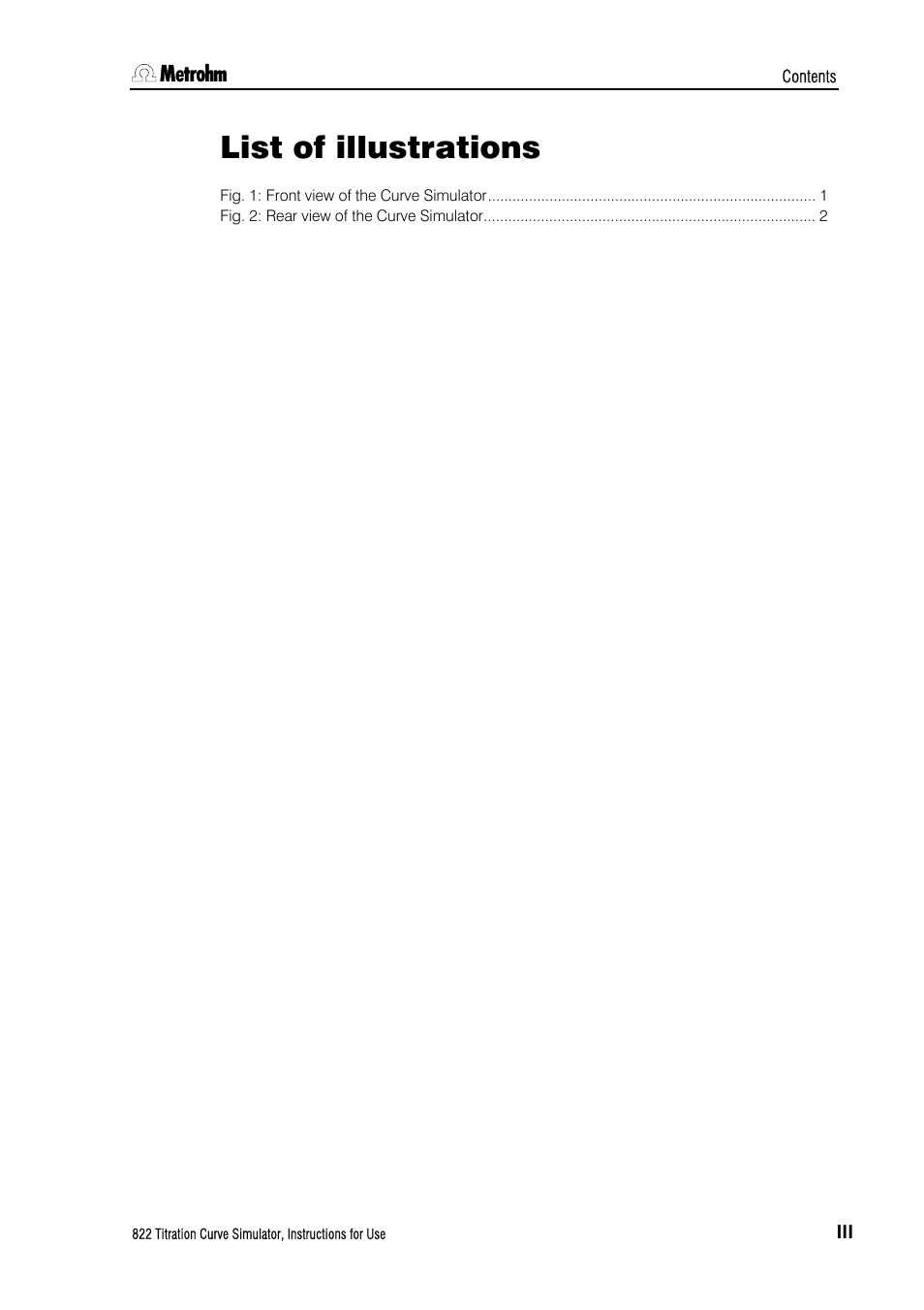 List of illustrations | Metrohm 822 Titration Curve Simulator User Manual | Page 7 / 32