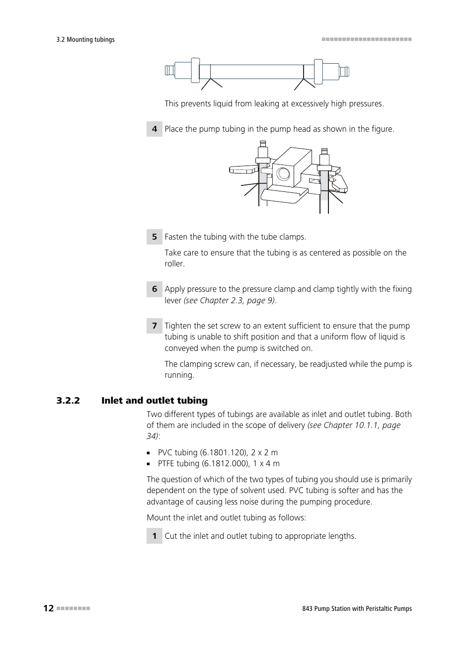 2 inlet and outlet tubing, Inlet and outlet tubing | Metrohm 843 Pump Station with peristaltic pump User Manual | Page 20 / 56