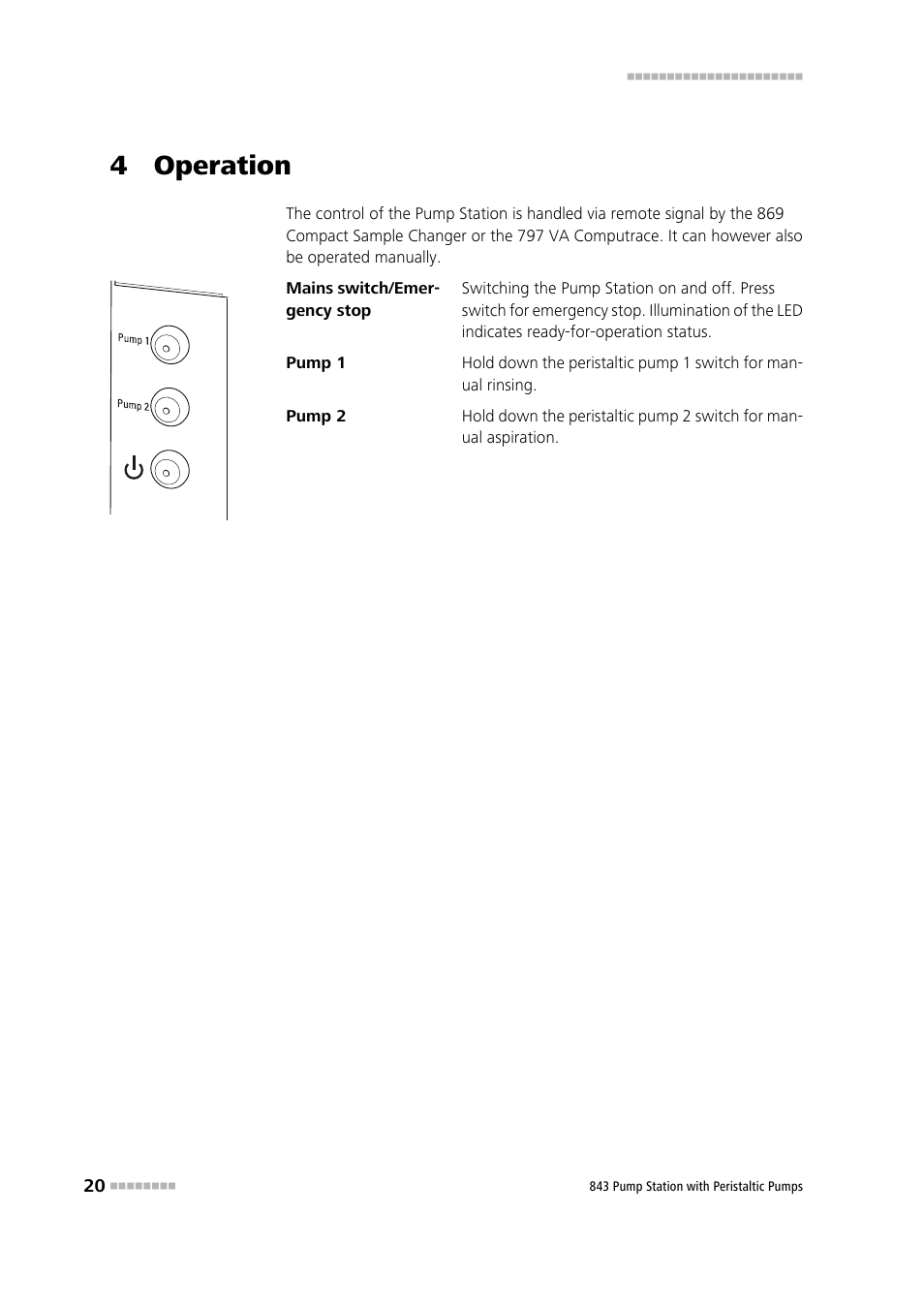 4 operation | Metrohm 843 Pump Station with peristaltic pump User Manual | Page 28 / 56