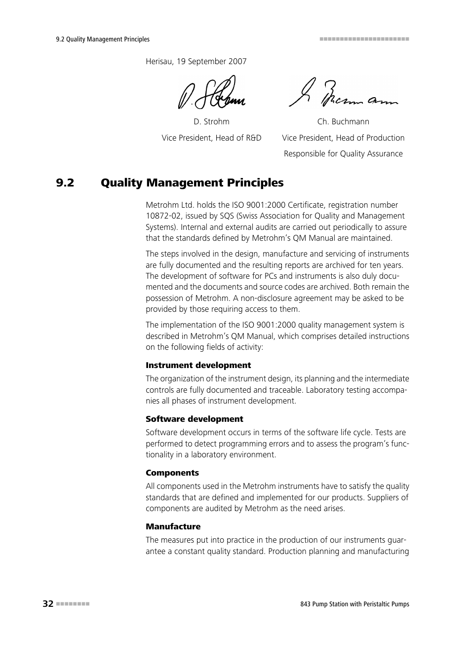 2 quality management principles, Quality management principles | Metrohm 843 Pump Station with peristaltic pump User Manual | Page 40 / 56