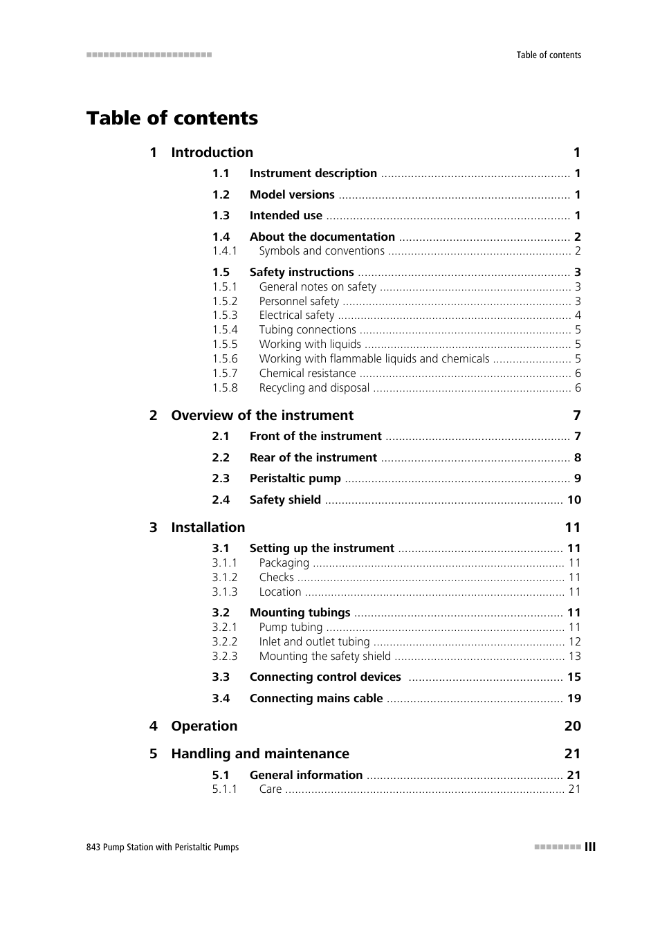 Metrohm 843 Pump Station with peristaltic pump User Manual | Page 5 / 56