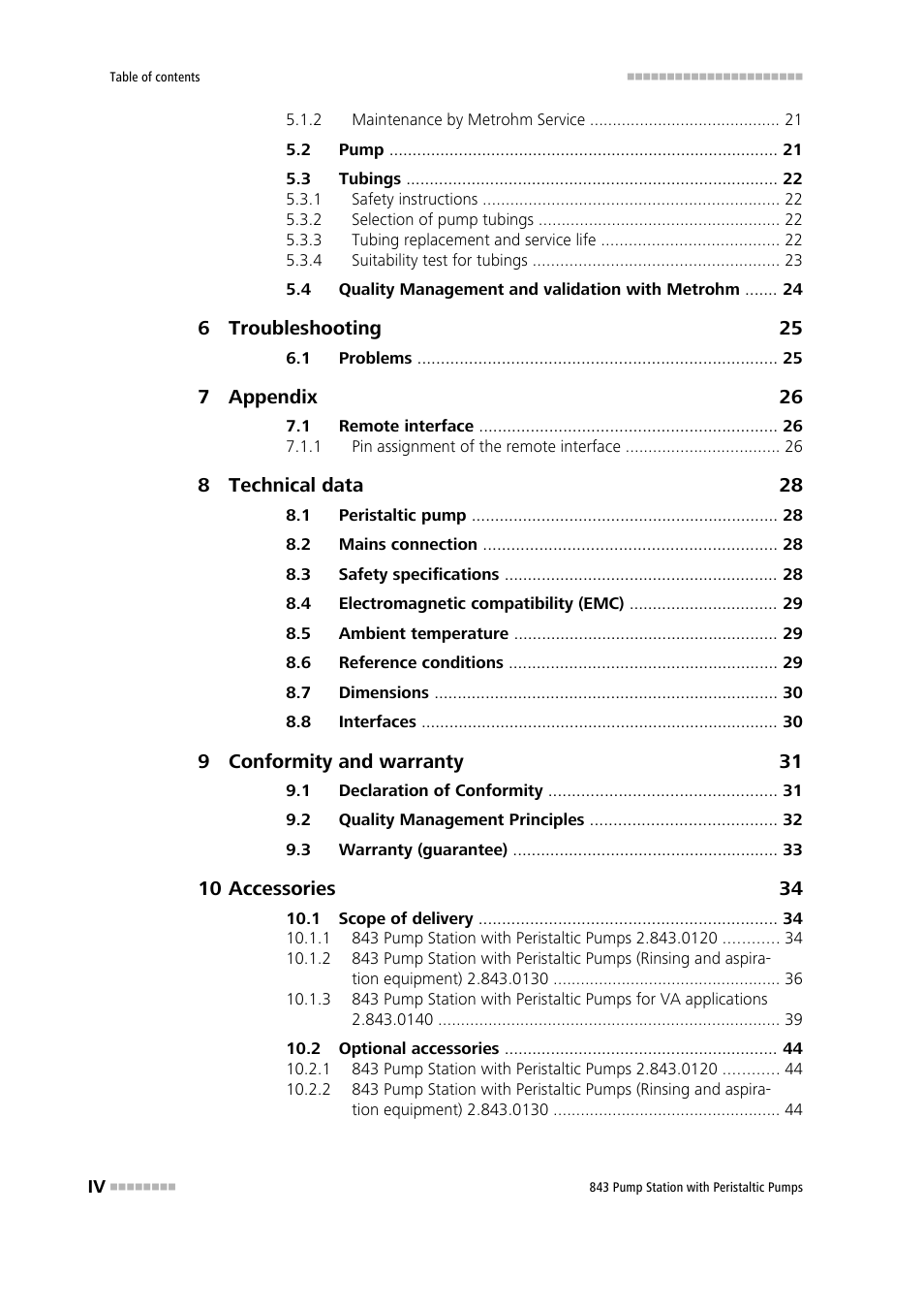 Metrohm 843 Pump Station with peristaltic pump User Manual | Page 6 / 56