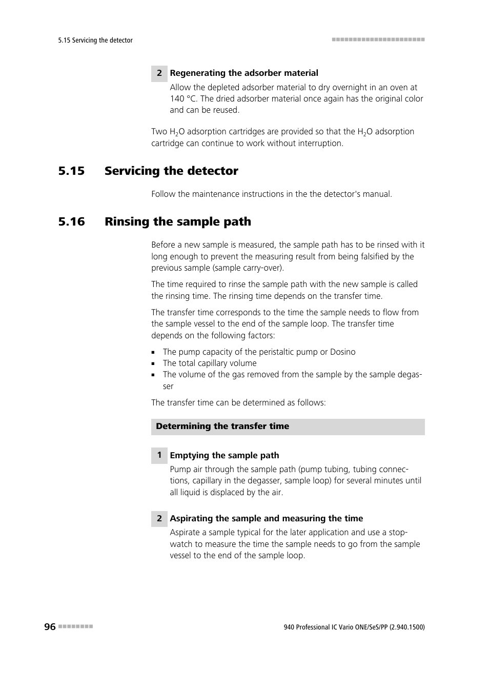 15 servicing the detector, 16 rinsing the sample path | Metrohm 940 Professional IC Vario ONE/SeS/PP User Manual | Page 106 / 126