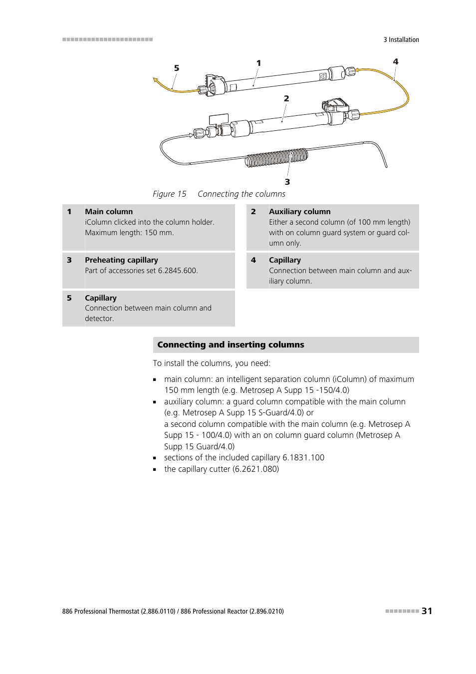 Figure 15, Connecting the columns | Metrohm 886 Prof.Thermostat/Reactor User Manual | Page 39 / 66