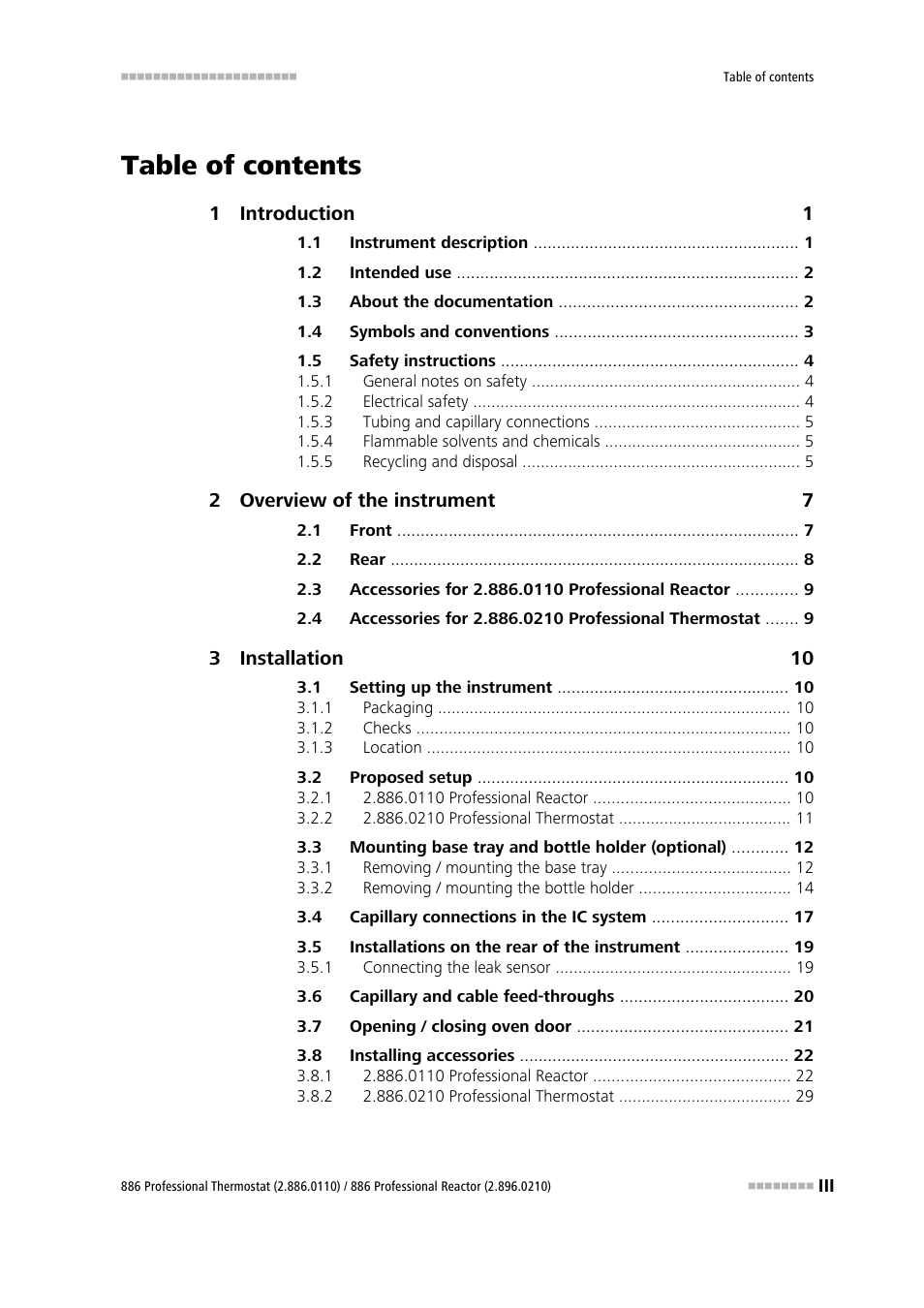 Metrohm 886 Prof.Thermostat/Reactor User Manual | Page 5 / 66