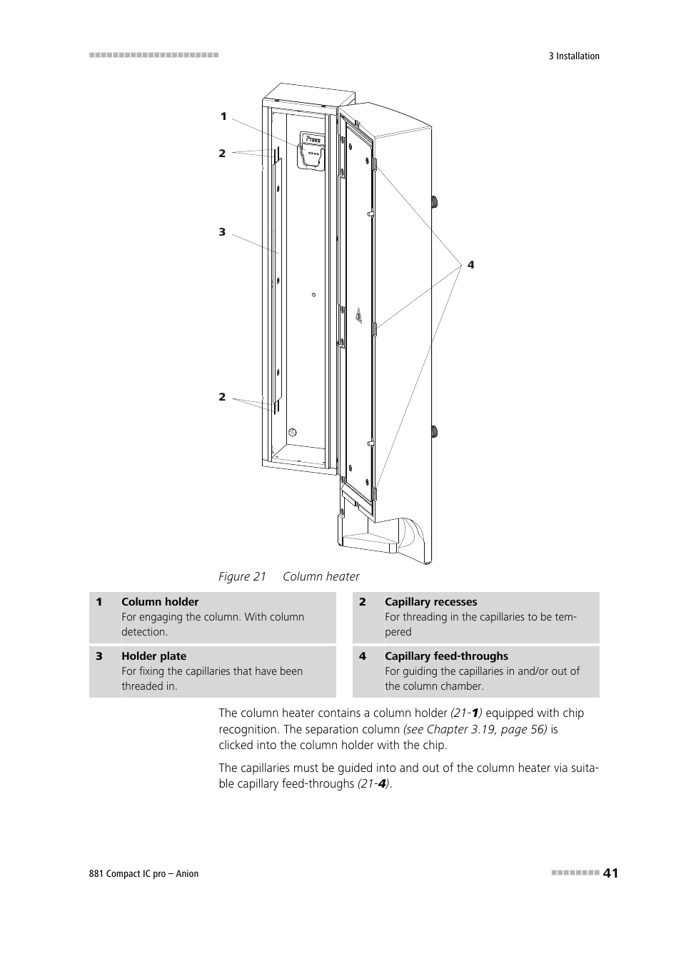 Figure 21, Column heater | Metrohm 881 Compact IC pro – Anion User Manual | Page 51 / 129