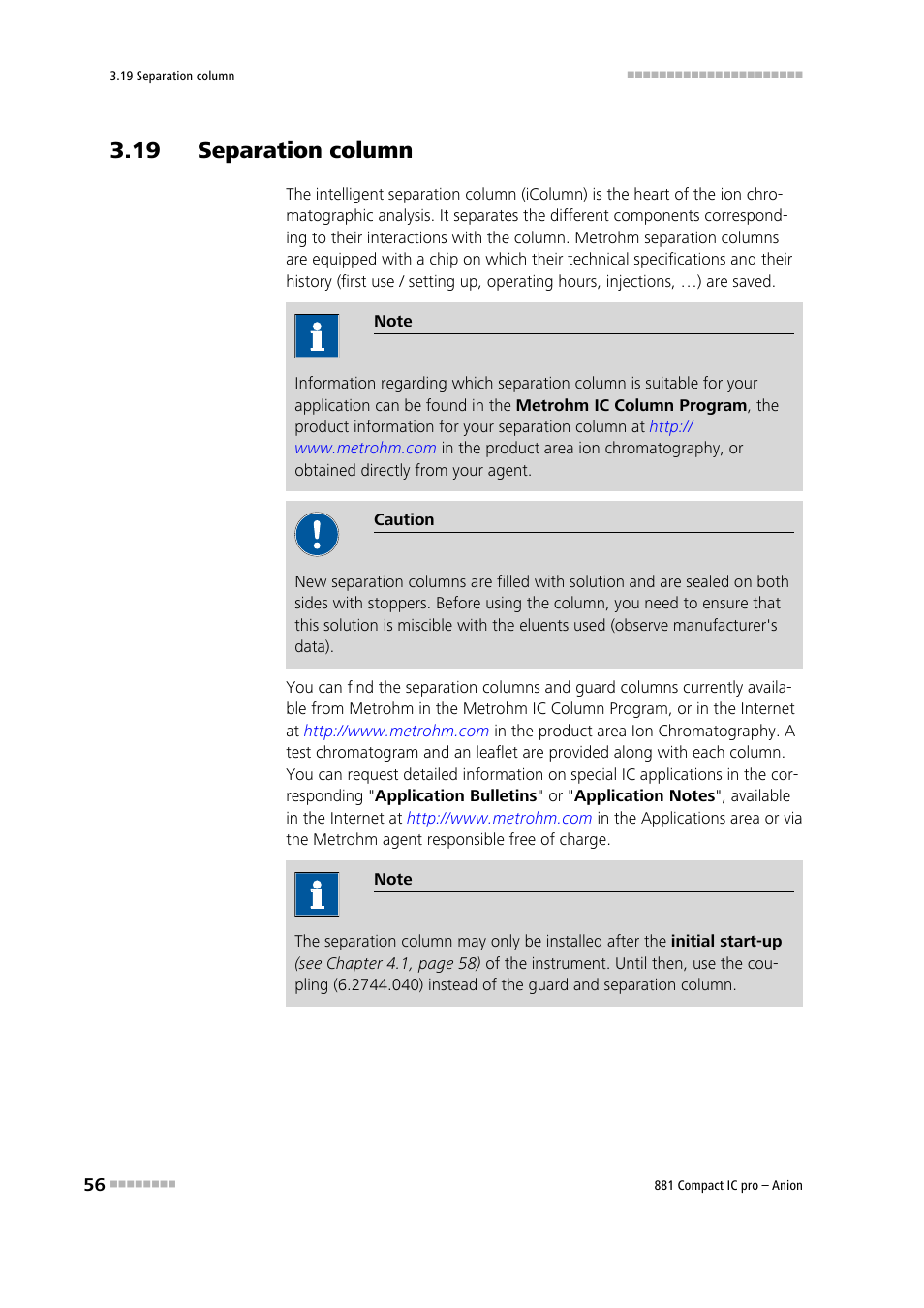 19 separation column | Metrohm 881 Compact IC pro – Anion User Manual | Page 66 / 129