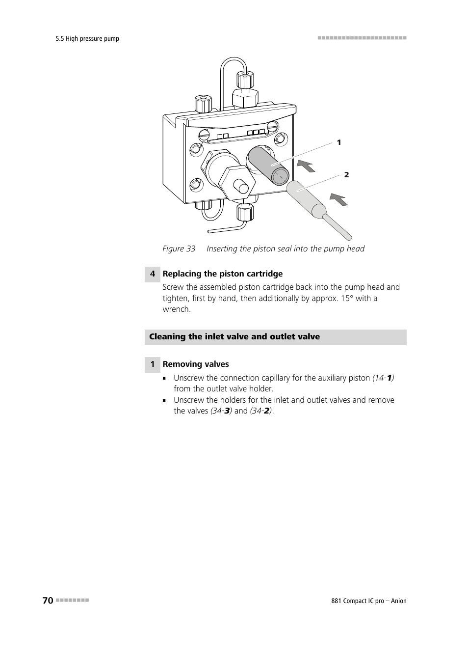 Figure 33, Inserting the piston seal into the pump head | Metrohm 881 Compact IC pro – Anion User Manual | Page 80 / 129